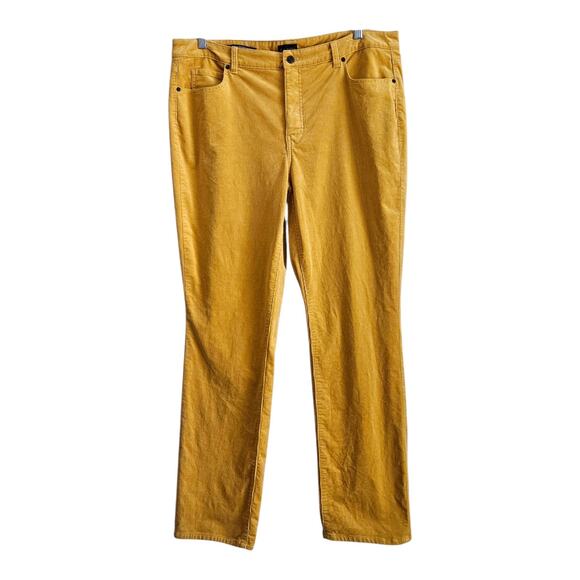 TALBOTS Women's 16 16W Corduroy Pants Straight Yellow 5 Pockets 38 x 30.5 - Picture 1 of 9